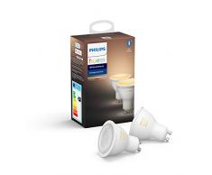 Philips Hue Ampoules LED Connectées White Ambiance GU10 Compatible Bluetooth, Fonctionne avec Alexa Pack de 2