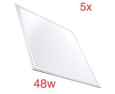 Pack 5X Led Panel 60x60cm, 48w, 4400 lumens réels. Blanc froid 6500K, pilote inclus. 595 x 595 x 8 mm