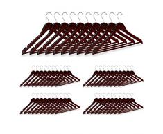 Relaxdays 10026476_93 Bois, Cintre Manteaux, Pantalons, Robes, vêtements, 50 pièces, Crochet Rotatif 360°, Solide, Brun, métal, Marron, 23,5 x 45 x 1cm