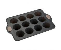 Levivo Moule Ã mini muffins, moule Ã pÃ¢tisserie pour 12 cannelÃ©s, muffins et cupcakes, moule Ã gÃ¢teaux en silicone, gris, dimensionsÂ : 28Â xÂ 18,5Â cm