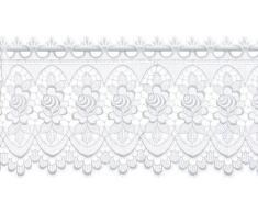 Plauener Spitze by Modespitze 68264_32_e Rideaux Courts Brise-bise 100% Polyester, Blanc, Largeur 108 cm