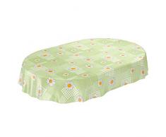 ANRO Nappe cirée en Toile cirée Motif Camomille Vert Ovale 180 x 140 cm 140 x 180 cm