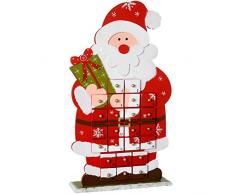 WeRChristmas Calendrier de lAvent Père Noël en Bois Décoration de Noël, Multicolore, 45 cm
