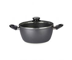 Zinel Marmite Anti-adhésif Marmite/Cocotte, en Fonte DALUMINIUM, Noir, Aluminium coulé, Noir, 24 cm