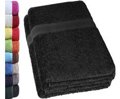NatureMark Lot de 2 Serviettes de Bain 100% Coton Noir 70 x 140 cm