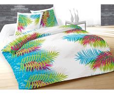 Soleil docre Tropical Parure Housse de Couette Coton 57 Fils 240x220 cm