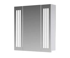 Eurosan Sydney, S80 armoire de toilette à miroir, éclairage LED intégré, 1 porte, 80 x 62 cm (largeur x hauteur), coloris blanc