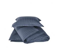 De Witte Lietaer Parure Zygo Indigo Housse de Couette + 1 Taie dOreiller avec Volant Coton PeignÃ© Bleu Marine 140 x 220 cm
