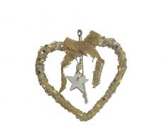 Viscio Trading Maison & Christmas Guirlande CÅur avec LED, Or, 2.5Â x 22Â x 22Â cm