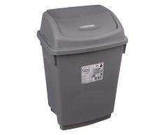 JJA 104400 Poubelle 10L Grise, Plastique, Gris, 24 x 17 x 36 cm