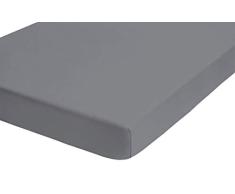 Biberna 12344/018/087 Drap Housse en Eponge Stretch pour un Lit 180 x 200 cm Ã 200 x 200 cm Gris FoncÃ©
