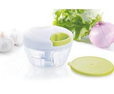 ArdTime SS-HACHOIR Hach & Cook Mini Hachoir à Tirer Plastique Blanc/Vert 12,5 x 12,5 x 9,3 cm,Blanc Et Vert