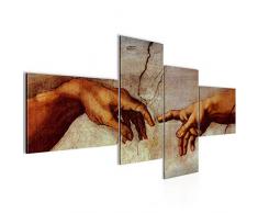 Tableau decoration murale La crÃ©ation dAdam MichelAngelo 200 x 100 cm - XXL Impression sur Toile Salon Appartment 4 Parties - prÃªt Ã accrocher - 700141a