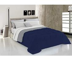 Italian Bed Linen Couette dhiver 250 x 200 cm Blu Scuro/Grigio Chiaro