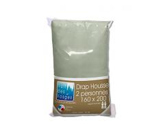 Nuit des Vosges 2181074 Cotoval Drap Housse Uni Coton Gris Souris 160 x 200 cm