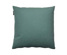 LINUM Annabell Housse de Coussin, Coton, Gris Foncé/Turquoise, 50 x 50 cm