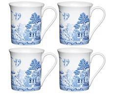 Kitchencraft Afternoon Tea en Porcelaine Anglaise cannelÃ© Mug, 260Â ML (Lot de 4), Multi/Couleur, Lot de 4, Porcelaine, Multi/Colour, 10.8 x 8 x 8.9 cm