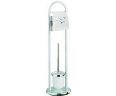 SANWOOD 1012226Â Combi Brosse WC Mouette, mÃ©tal, Blanc/chromÃ©, 12,5Â x 21.5Â x 78Â cm