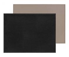 Freeform FFPM1759 Set de Table, Simili Cuir, Noir/Taupe, 40 x 30 cm