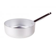 Pentole Agnelli Ligne Aluminium 3 mm Casserole Basse avec 1 Manche 24 cm Argent