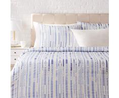 AmazonBasics Parure de lit avec housse de couette en satin, 230 x 220 cm / 50 x 80 cm x 2, Rayures bleu glace texturÃ©es