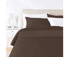 AmazonBasics Parure de lit avec housse de couette en satin, 155 x 200 cm / 50 x 80 cm x 2, Marron