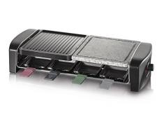 SEVERIN Gril Raclette avec Pierre Naturelle et Plaque en Fonte, 1 400 W env., Inclus : 8 Poêlons, RG 9645