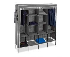 Relaxdays Armoire pliante VALENTIN grande HxlxP: 181 x 167 x 43 cm penderie pliable en tissu garde-robe avec 2 tringles et 12 grands compartiments rangement vêtements vacances camping, anthracite
