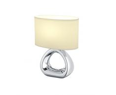 Reality, Lampe de table, Gizeh 1xE27, max.60,0 W Tissu, Blanc, Corps: Céramique, argent L:24,0cm, L:15,0cm, H:34,5cm IP20,Interrupteur de cordon