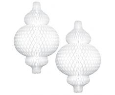 Papier Fantasies Forme Lanterne Nid dabeille Décoration, Style Moderne, Blanc, Lot de 2