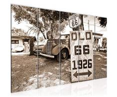 Tableau decoration murale Vintage Car Route 66 150 x 60 cm - XXL Impression sur Toile Salon Appartment 5 Parties - prÃªt Ã accrocher - 609856b