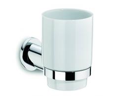 kela 20267 Verre à dent Mural, céramique et Laiton chromé Brillant, Makira, 7x7x10 cm