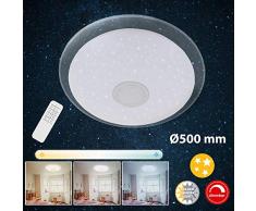 Briloner Leuchten 3399-016 Plafonnier LED avec télécommande, réglable, r régulateur de température des Couleurs, 2200 lumens, 24 Watt métal W, Blanc-Chrome Ã50 cm