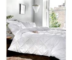 Housse de Couette Signature « Elisa » Delicate 100 % Coton, Classique froncée à Motif rosacé, Coloris Blush, Coton, Blanc, King