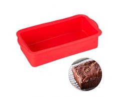 Relaxdays 10027254 Moule Ã gÃ¢teaux Rectangle 28,5 cm, en Silicone antiadhÃ©sif, rÃ©sistant Chaleur Pro, Rouge