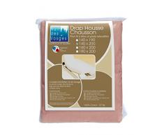 Nuit des Vosges 2188448 Cotoval Drap Housse TPR Uni Coton Vieux Rose 140 x 200 cm