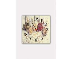 Bonamaison Horloge Murale en MDF, Multicolore, 30 x 30 cm