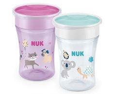 NUK Tasse dâApprentissage Magic Cup | Bordure 360Â° antifuites | + de 8Â mois | Sans BPA | 230Â ml | Carlin/Koala (Violet) | Lot de 2