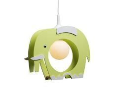 Elobra enfants lampe plafonnier suspension Ã©lÃ©phant, chambre denfant, bois, vert tilleul, A + +