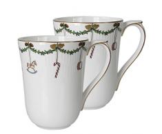 Royal Copenhagen 1017449 Star Fluted/XMAS Lot de 2 tasses en porcelaine Multicolore