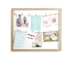 UMBRA Clothesline. Cadre PÃªle-mÃªle Clothesline, coloris bois naturel pour environ 8 photos, dimension du cadre 50.8x43.2x3.8cm