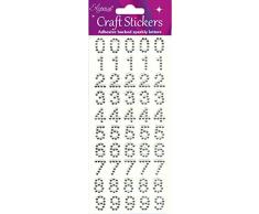 Oaktree Crafts Eleganza 50 autocollants avec chiffres, couleur argent
