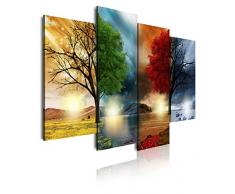 Dekoarte 248 - Tableau moderne sur toile montÃ© sur cadre en bois 4 piÃ¨ces, nature quatre saisons, 120x90cm