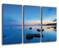 Tableau Moderne Photographique, Impression sur bois, Paysage Mer Coucher de soleil, 97 x 62 cm, ref. 26025