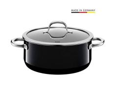 Silit 2101297123 Faitout Bas avec Couvercle, Ãmail, Noir, 24 cm