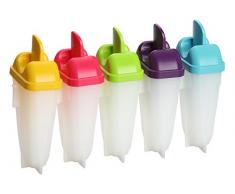 Fackelmann 49195 Moule Ã Glace Set 19x5cm 5 piÃ¨ces en Plastique, Corail/Vert/Bleu/Lilas/Jaune, 19 x 5 x 3 cm