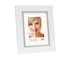 Deknudt Frames S41NK1 Cadre Photo RÃ©sine Blanc avec Filet ArgentÃ© 30 x 30 cm