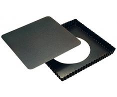 Gobel 226810 Moule à Tarte Cannelé Carré Fond Fixe Mobile Anti-Adhérent 23 cm