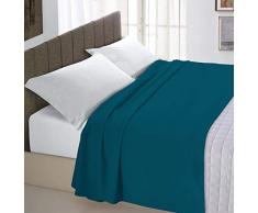 Italian Bed Linen Max Color Drap supérieur en Coleur Unie, 100 % Coton, Vert pétrole, Place et Demie