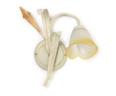 ONLI - Applique murale en métal ivoire avec nuances dorée. Verre blanc nuancé ambre